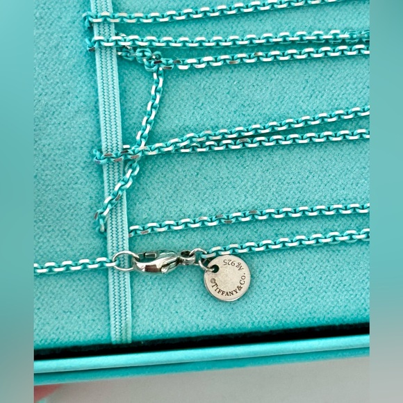 Tiffany & Co 30” Blue Enamel Sterling Silver Sparkling Chain Necklace 2.5mm - Picture 3 of 4